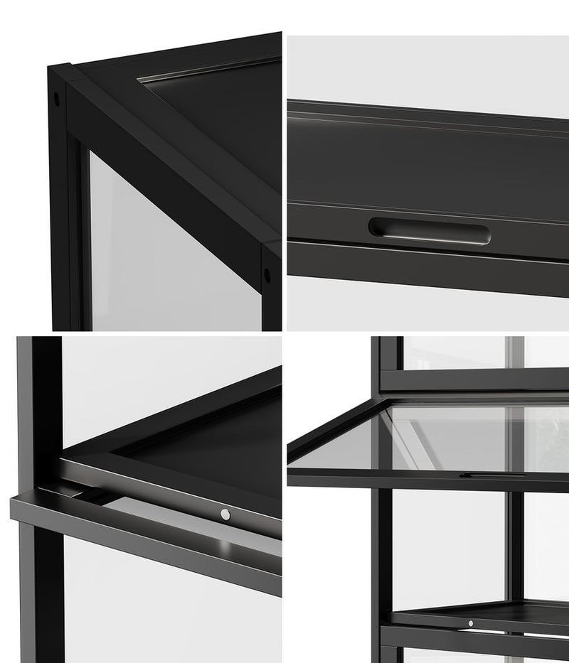Oikiture Storage 5-Tier Shelves Display Cabinet Tall Bookcase Black
