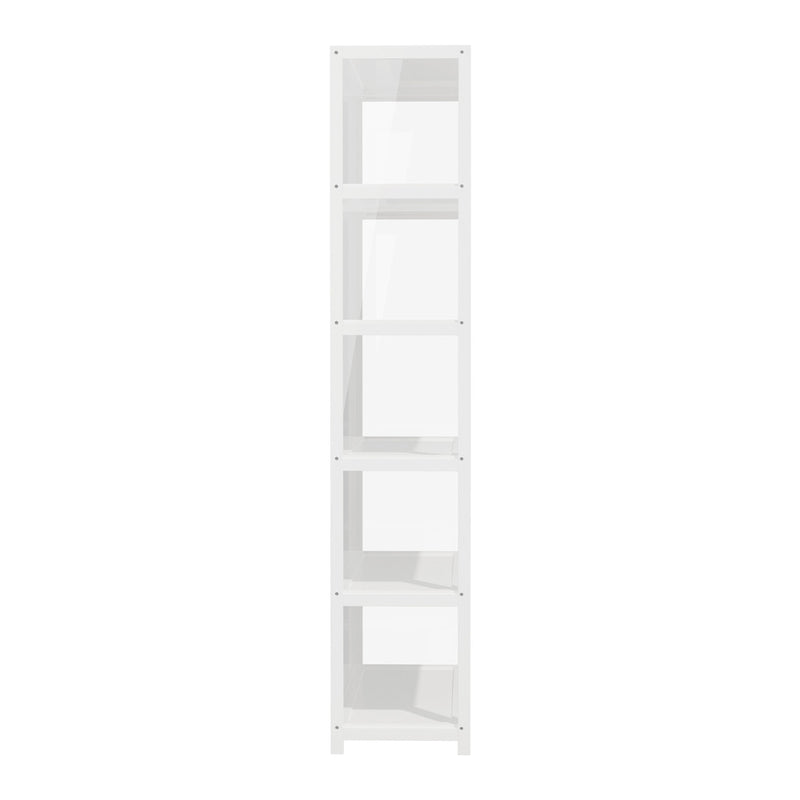 Oikiture Storage 5-Tier Shelves Display Cabinet Tall Bookcase White