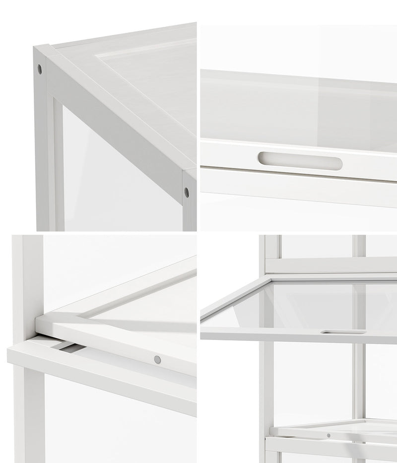 Oikiture Storage 5-Tier Shelves Display Cabinet Tall Bookcase White
