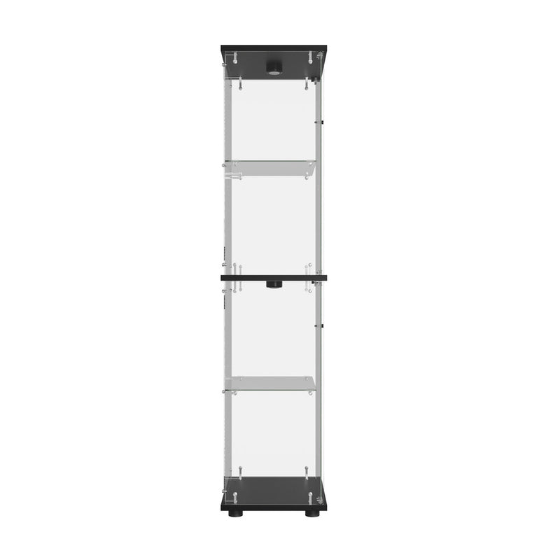 Oikiture Glass Display Cabinet 4-Tier LED Light Bookcase Clear Black