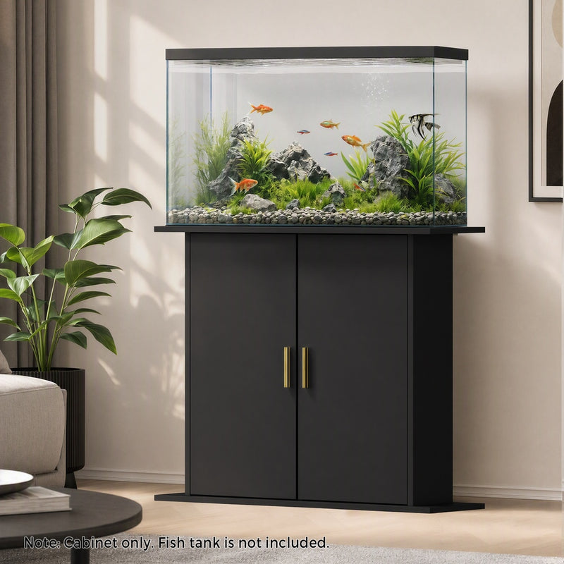 Oikiture Fish Tank Stand Cabinet Sideboard Storage Black