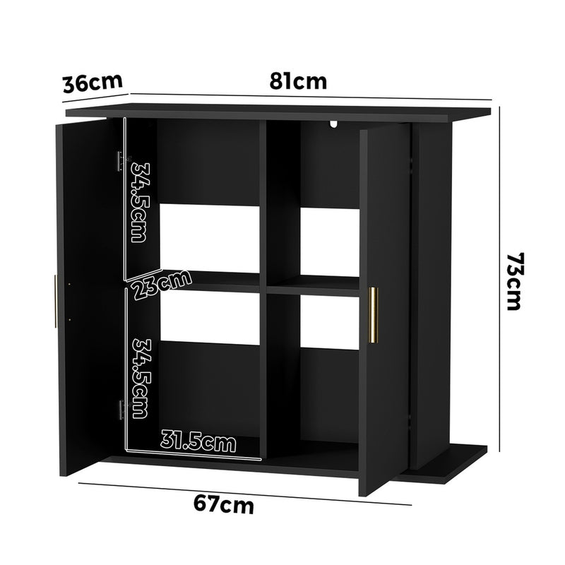 Oikiture Fish Tank Stand Cabinet Sideboard Storage Black