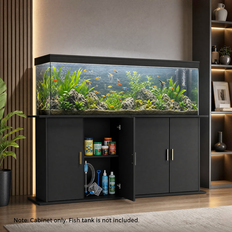 Oikiture Fish Tank Stand Cabinet Sideboard Storage Black