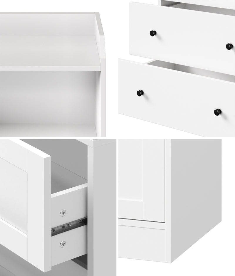 Oikiture Sideboard Buffet Cupboard 3 Chest of Drawers White