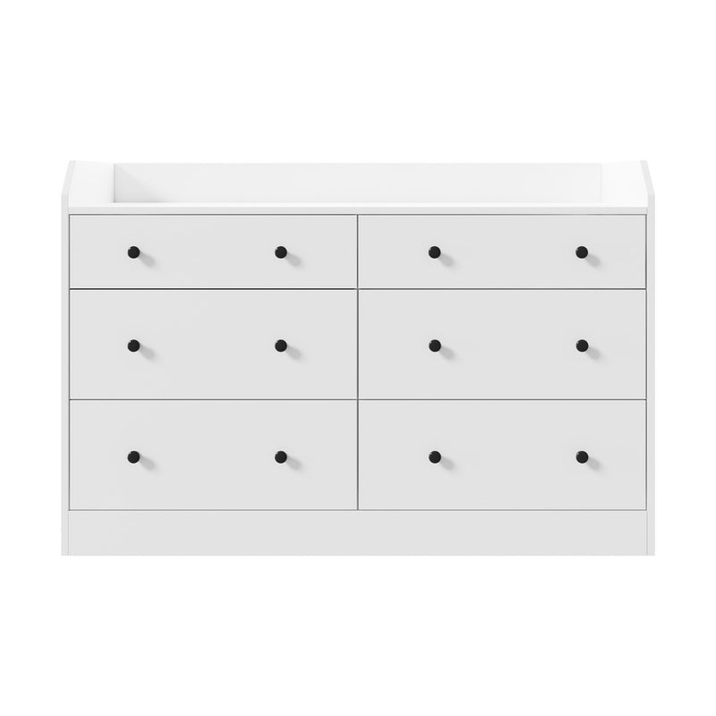 Oikiture Buffet Sideboard Hamptons Style 6 Drawers White