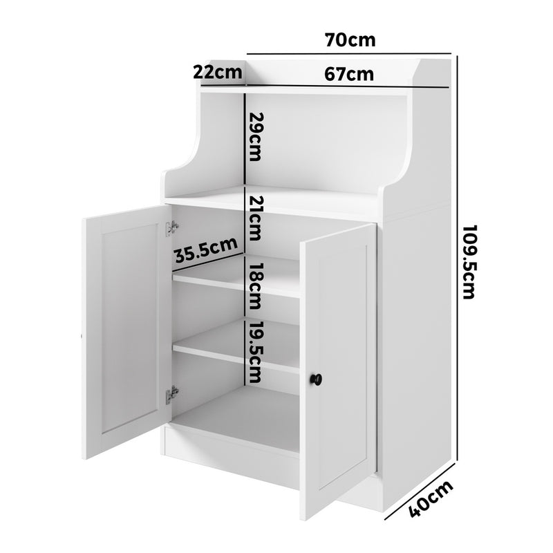 Oikiture Buffet Sideboard Cupboard 2 Doors Hallway Table White