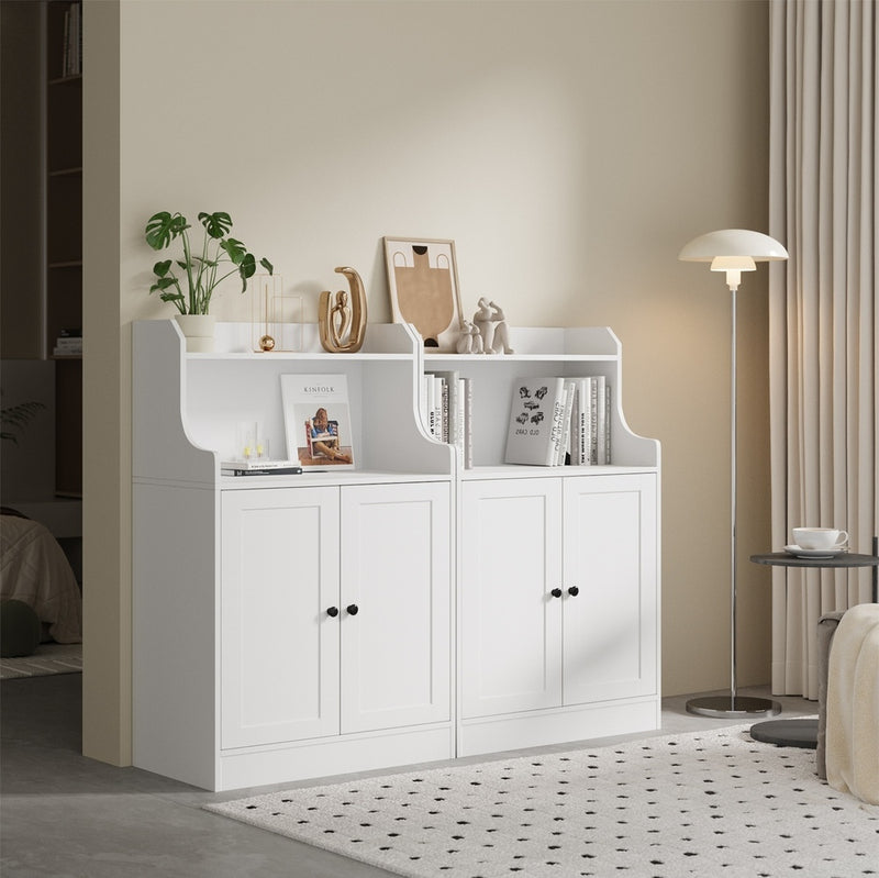 Oikiture Buffet Sideboard Cupboard 2 Doors Hallway Table White