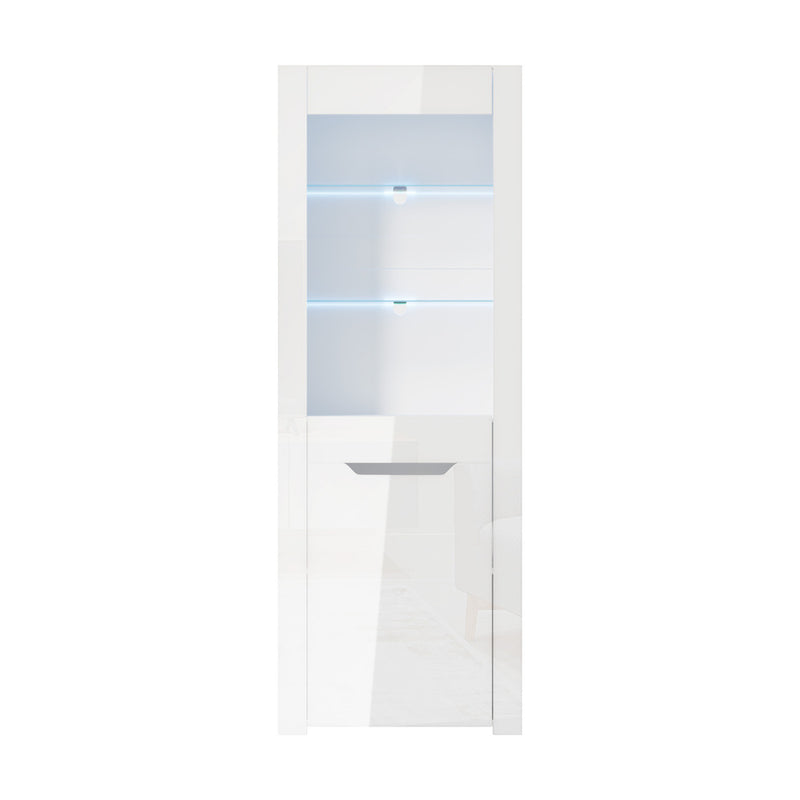 Oikiture Display Cabinet Sideboard High Gloss Cupboard LED White