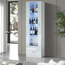 Oikiture Buffet Sideboard LED High Gloss Glass Door White