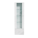 Oikiture Buffet Sideboard LED High Gloss Glass Door White