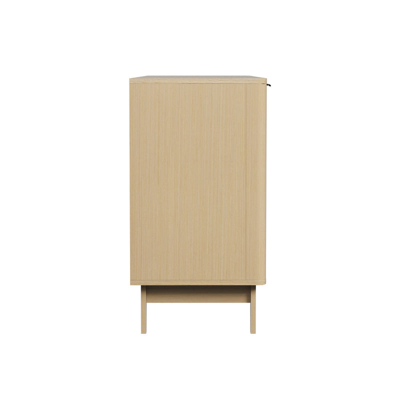 Oikiture Buffet Sideboard Storage Cabinet 4 Doors Cupboard Natural