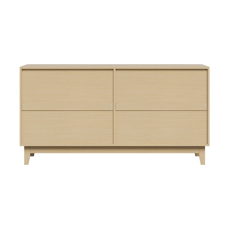 Oikiture Buffet Sideboard Storage Cabinet 4 Doors Cupboard Natural