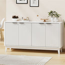 Oikiture Buffet Sideboard Storage Cabinet 4 Doors Cupboard White
