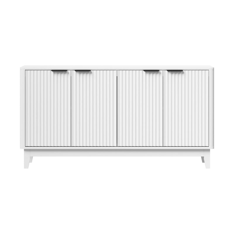 Oikiture Buffet Sideboard Storage Cabinet 4 Doors Cupboard White