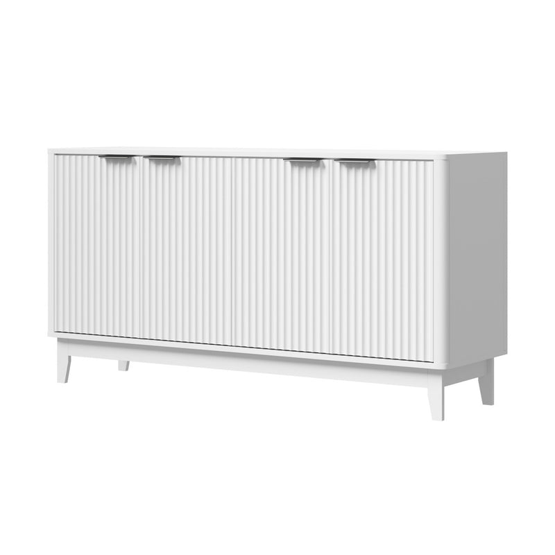 Oikiture Buffet Sideboard Storage Cabinet 4 Doors Cupboard White