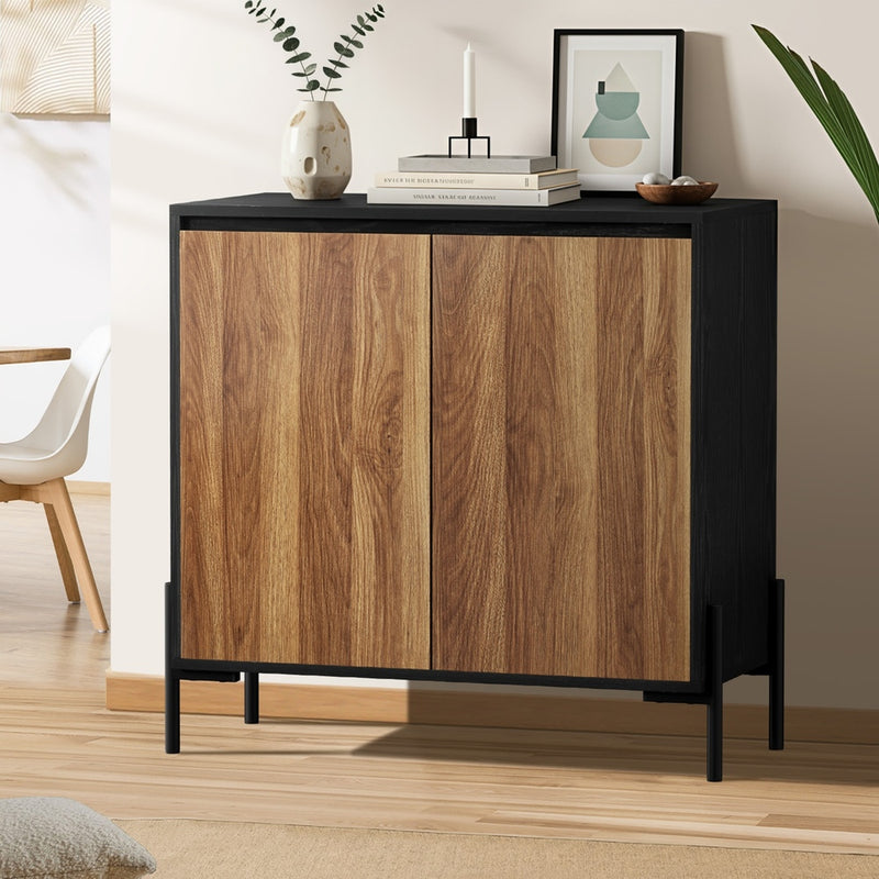 Oikiture Sideboard Storage Cabinet Cupboard 2 Doors Table Walnut