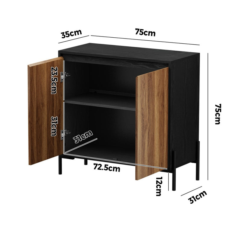 Oikiture Sideboard Storage Cabinet Cupboard 2 Doors Table Walnut