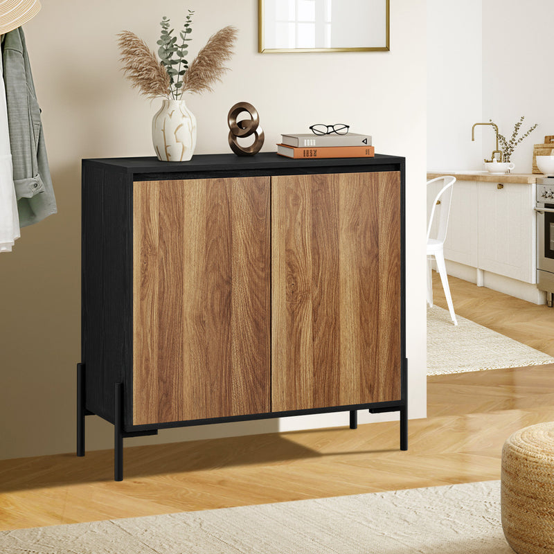 Oikiture Sideboard Storage Cabinet Cupboard 2 Doors Table Walnut