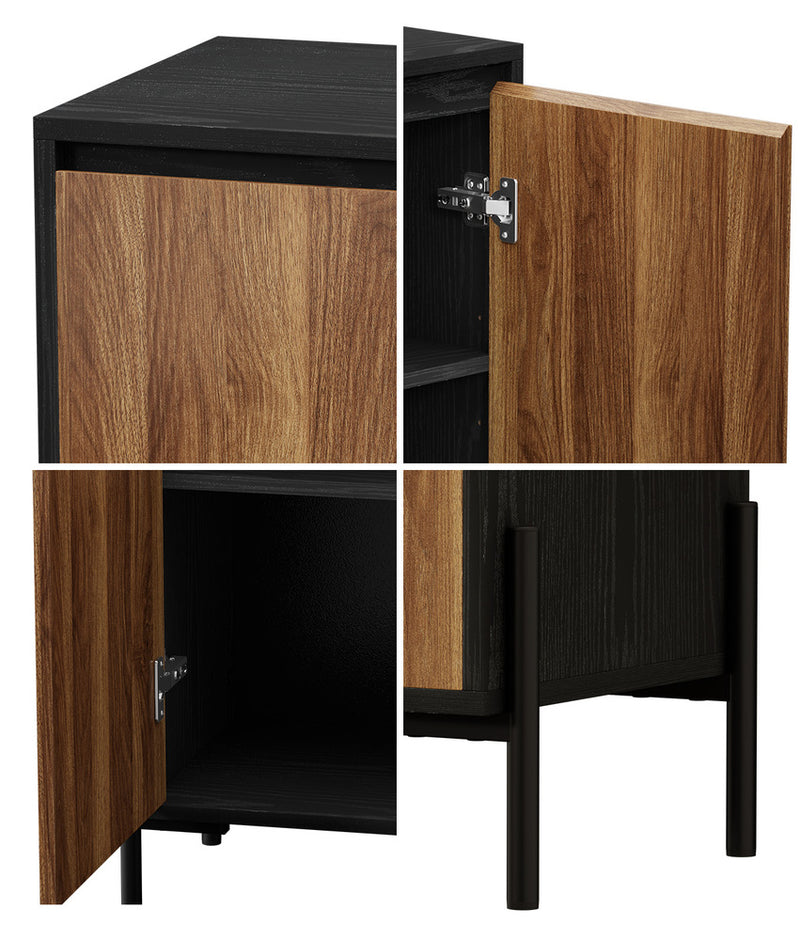 Oikiture Sideboard Storage Cabinet Cupboard 2 Doors Table Walnut