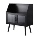 Oikiture Sideboard with Open Shelf and Glass Doors