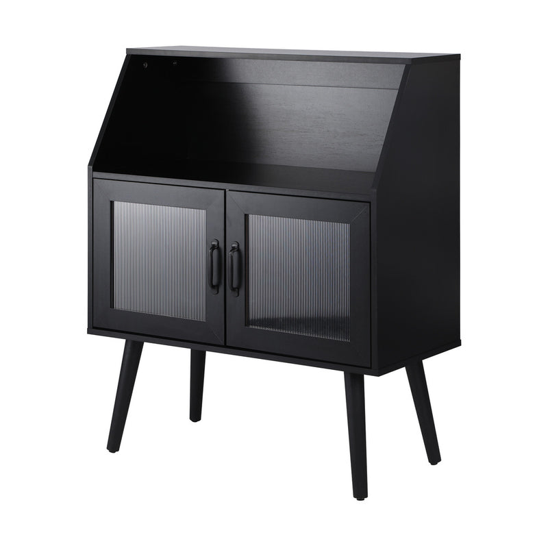 Oikiture Sideboard with Open Shelf and Glass Doors