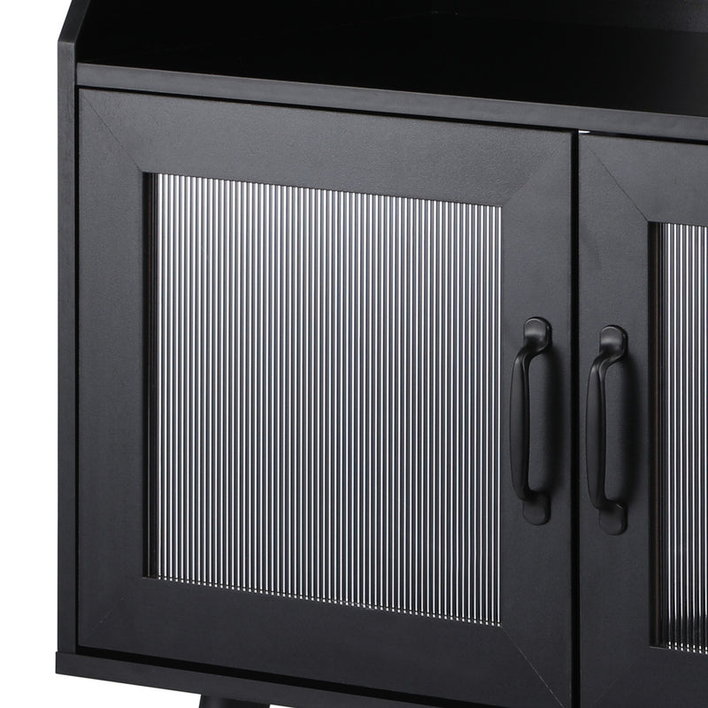 Oikiture Sideboard with Open Shelf and Glass Doors