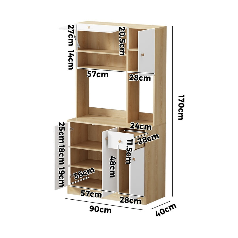 Oikiture Buffet Sideboard Storage Cabinet 3 Drawers Cupboard