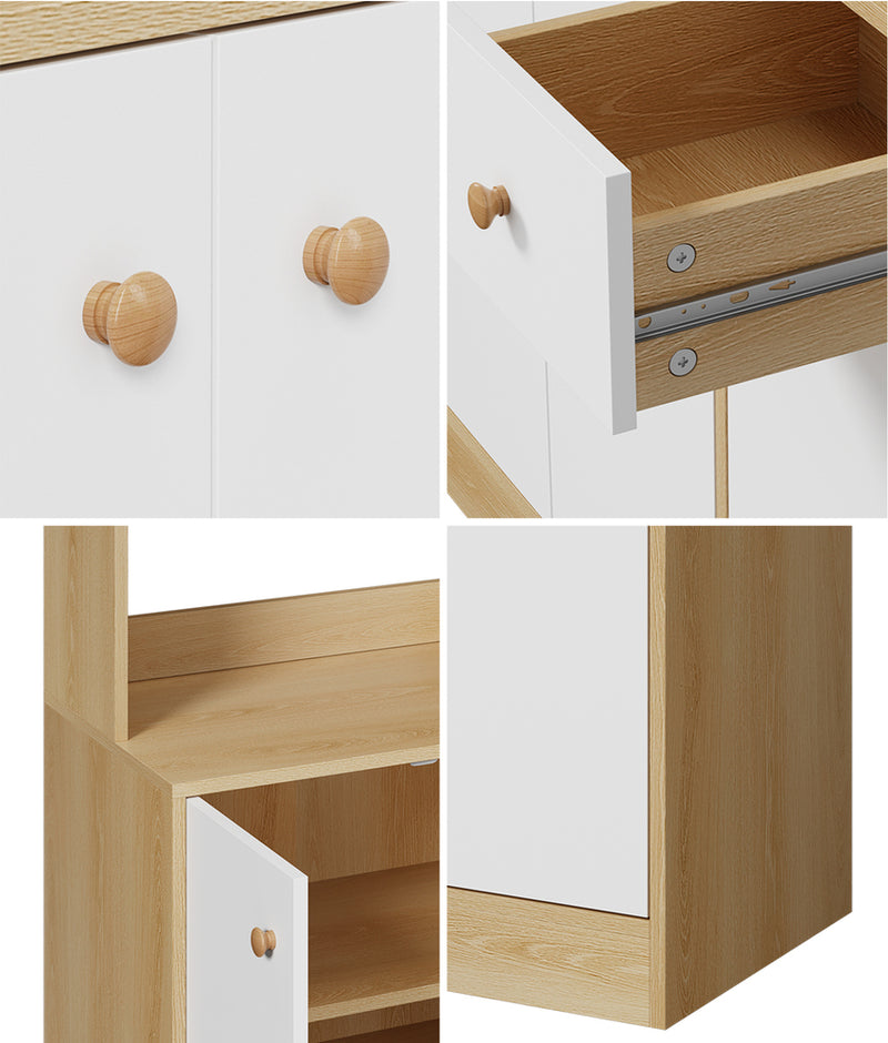 Oikiture Buffet Sideboard Storage Cabinet 3 Drawers Cupboard