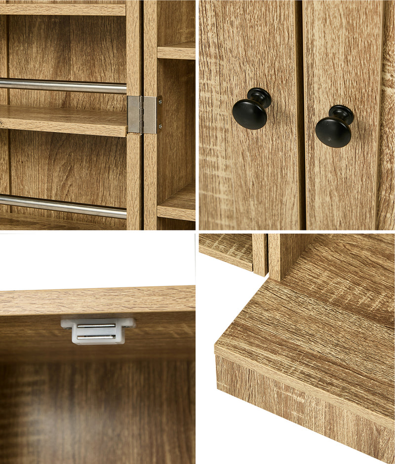 Oikiture Sideboard Cabinet 2 Door Cupboard Kitchen Storage Natural