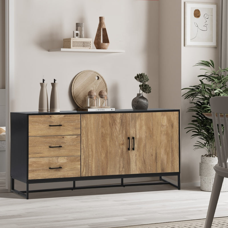 Oikiture Buffet Sideboard Cupboard Cabinet 3 Drawers 2 Door