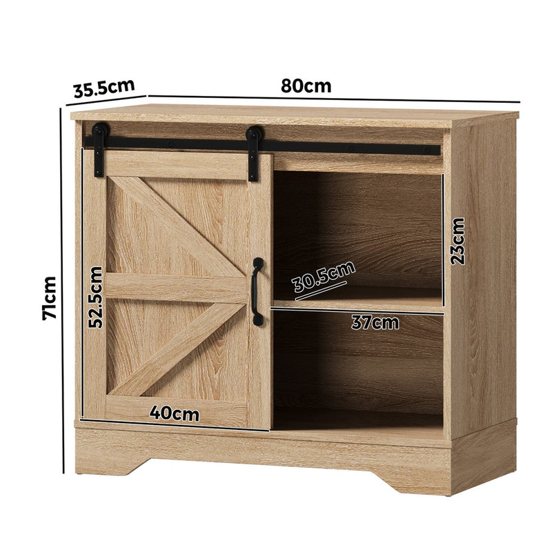 Oikiture Buffet Sideboard Cabinet Pantry Storage Cupboard Sliding Door Natural
