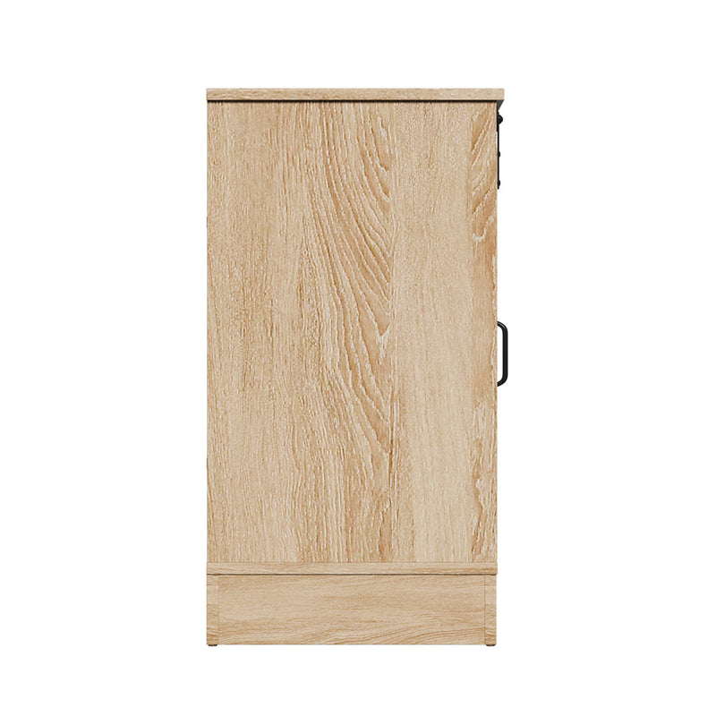Oikiture Buffet Sideboard Cabinet Pantry Storage Cupboard Sliding Door Natural