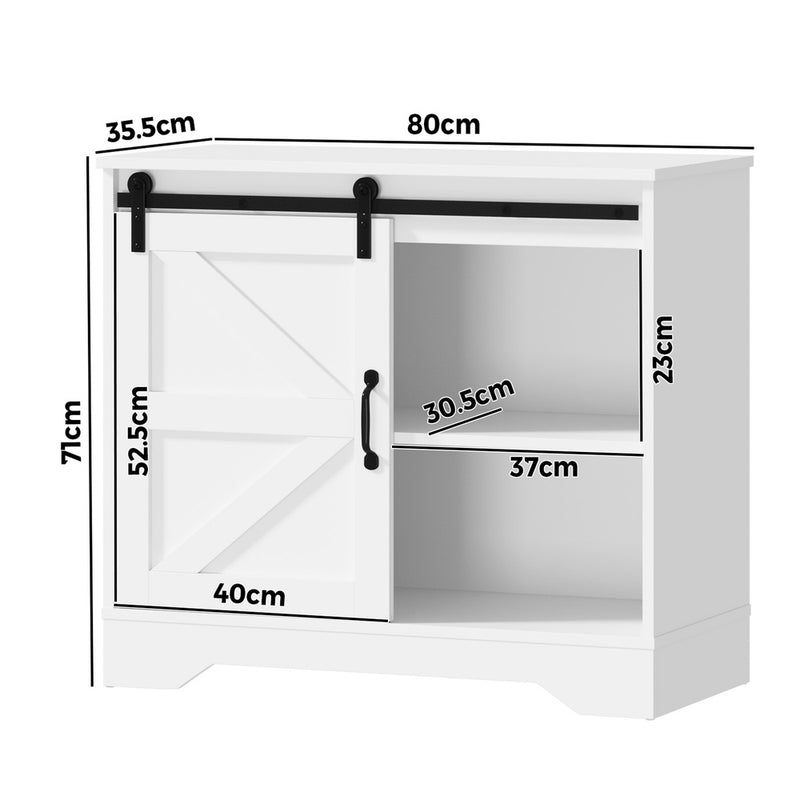 Oikiture Buffet Sideboard Cabinet Pantry Storage Cupboard Sliding Door White