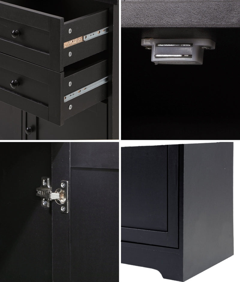Oikiture Buffet Sideboard Kitchen Hallway Drawers Table Black