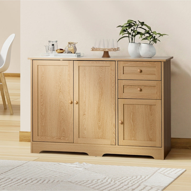 Oikiture Buffet Sideboard Storage Cabinet Hallway Cupboard Natural