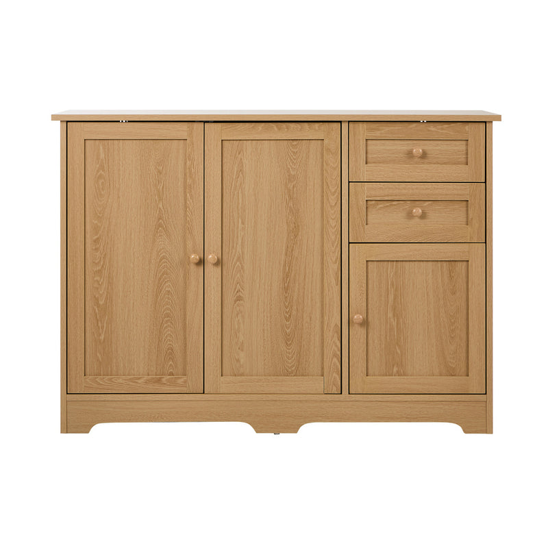 Oikiture Buffet Sideboard Storage Cabinet Hallway Cupboard Natural