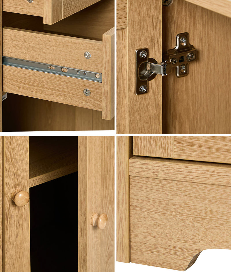 Oikiture Buffet Sideboard Storage Cabinet Hallway Cupboard Natural