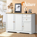 Oikiture Sideboard with 2 Drawers and 2 Cabinet White&Wood
