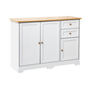 Oikiture Sideboard with 2 Drawers and 2 Cabinet White&Wood