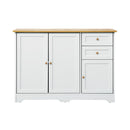 Oikiture Sideboard with 2 Drawers and 2 Cabinet White&Wood