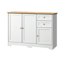 Oikiture Sideboard with 2 Drawers and 2 Cabinet White&Wood