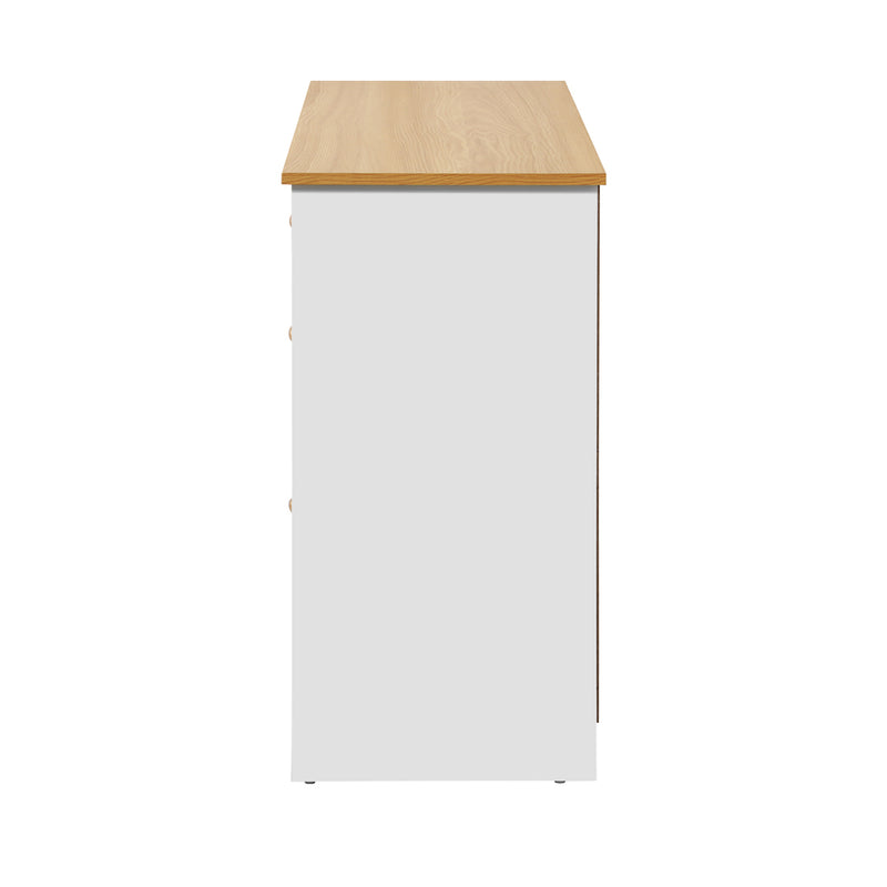 Oikiture Sideboard with 2 Drawers and 2 Cabinet White&Wood