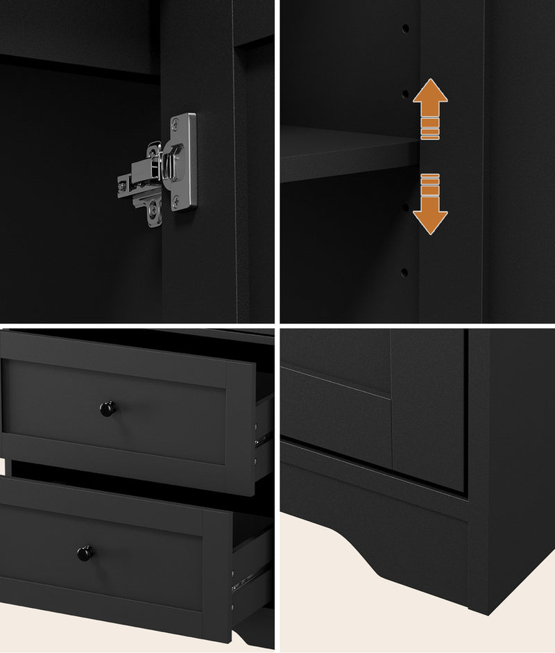 Oikiture Buffet Sideboard Cabinet Kitchen Cupboard Black