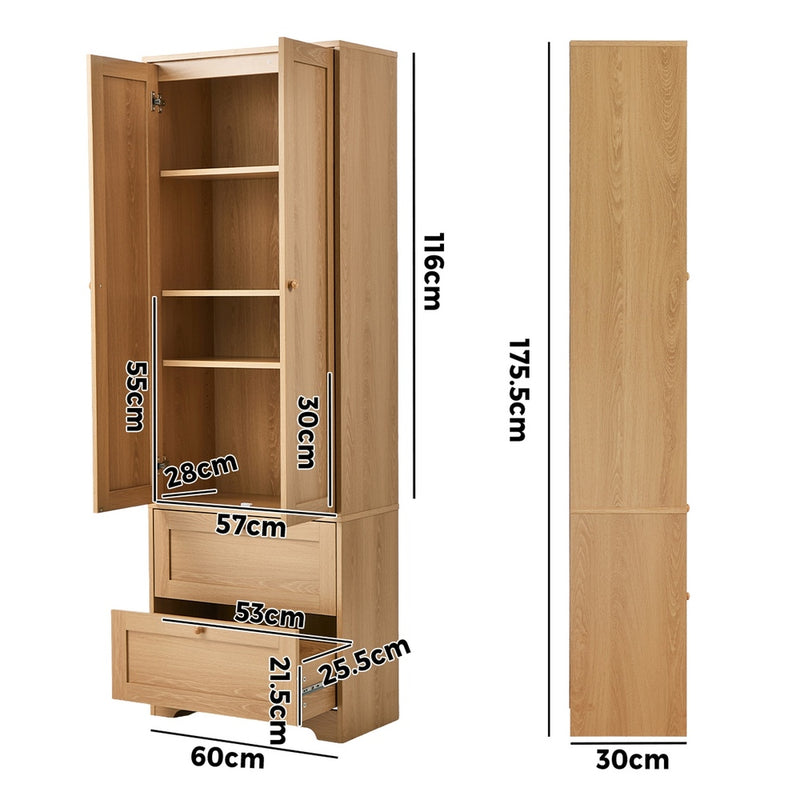 Oikiture Buffet Kitchen Sideboard Cabinet Storage Natural