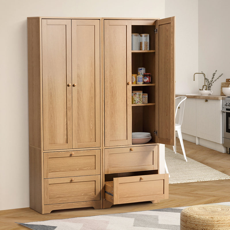 Oikiture Buffet Kitchen Sideboard Cabinet Storage Natural