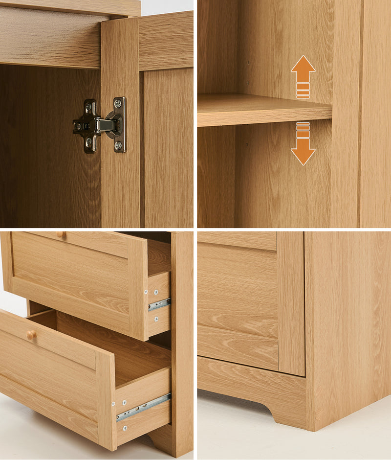 Oikiture Buffet Kitchen Sideboard Cabinet Storage Natural