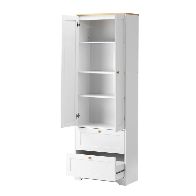 Oikiture Sideboard with Display Shelf and Drawer White