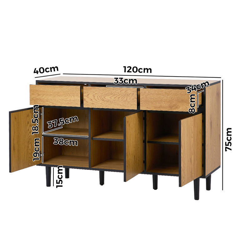 Oikiture Sideboard Storage Cabinet Cupboard Kitchen Hallway Table