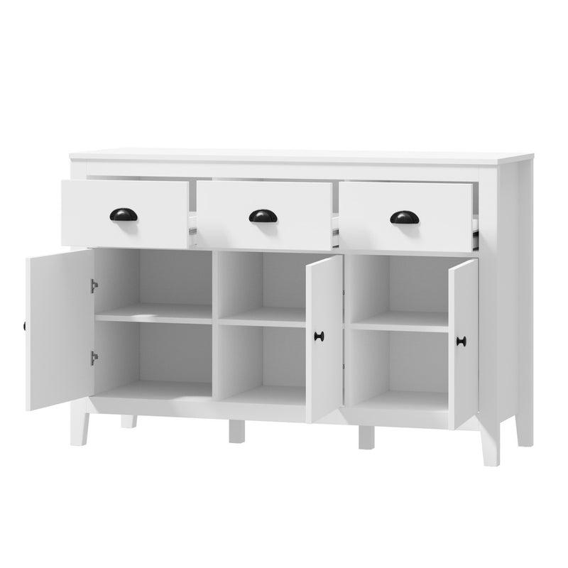 Oikiture Sideboard Buffet Storage Cabinet 3 Doors Cupboard Pantry Kitchen White