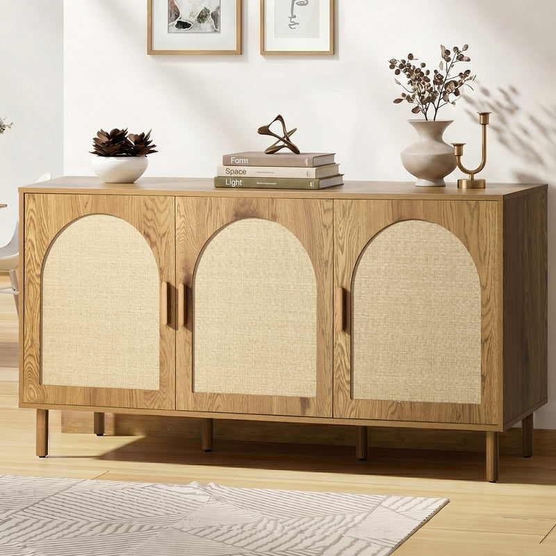 Oikiture Sideboard Storage Cabinet Cupboard Hallway Table Rattan Doors